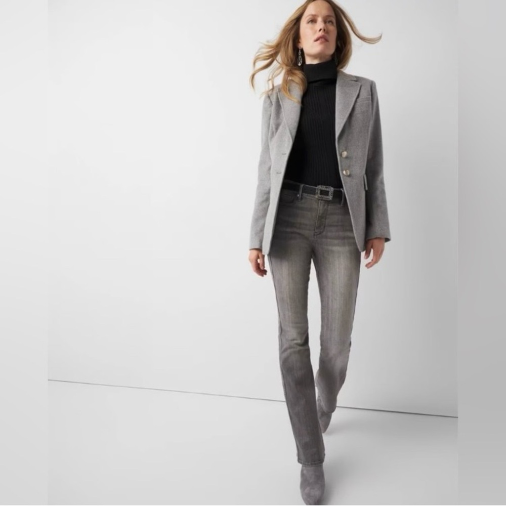 NWT White House Black Market WHBM Melton Wool Blazer, Gray, Size 2